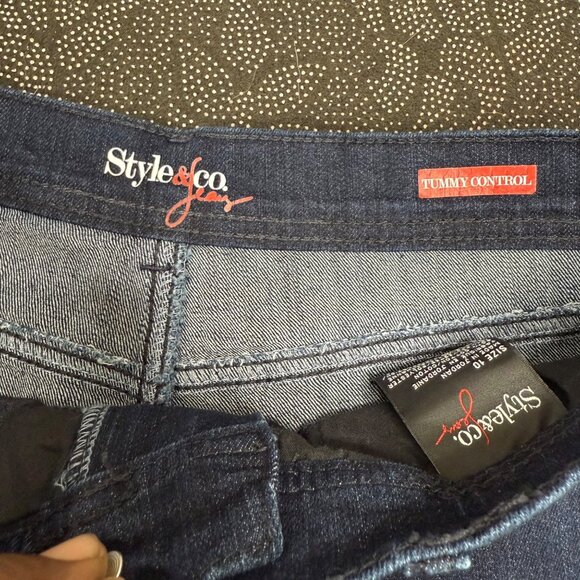 Style & Co Womens Size 10 Blue Straight-Leg Tummy Control Denim Jean Stretch - Picture 3 of 11